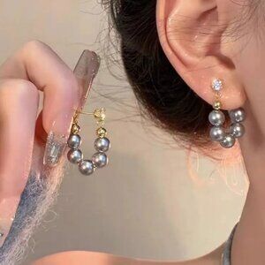 NEW Willa Gray Tahitian Pearl Hoop Earrings